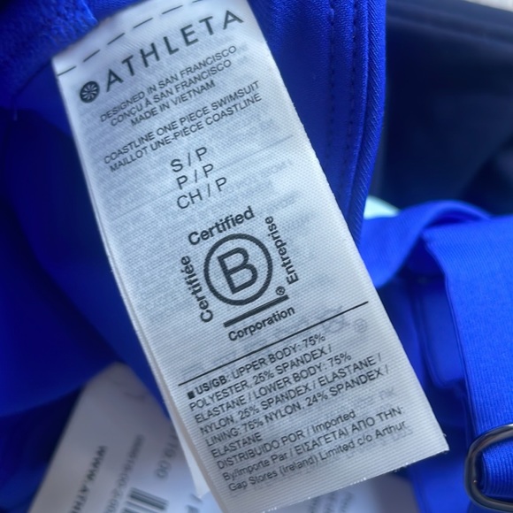 BNWT Athleta Coastline one piece swimsuit bathing suit Size Small Blue Summer - Picture 6 of 8